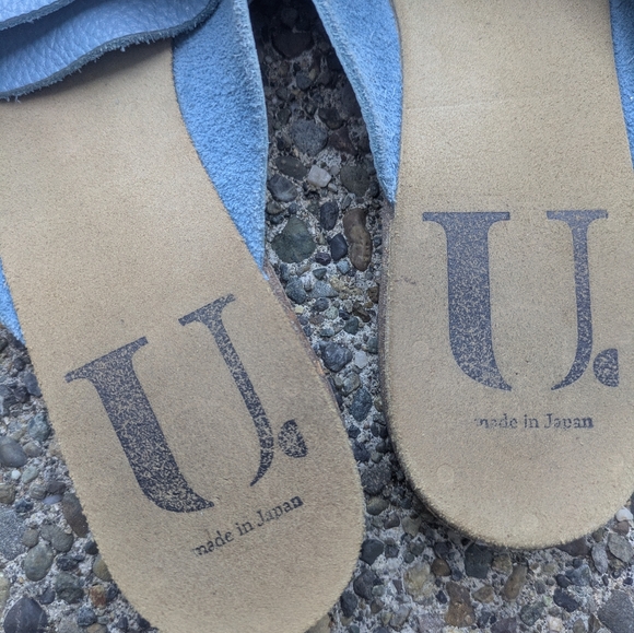 U-dot Blue Leather W.C. Monogrammed Mules. Size 6 - Picture 4 of 5